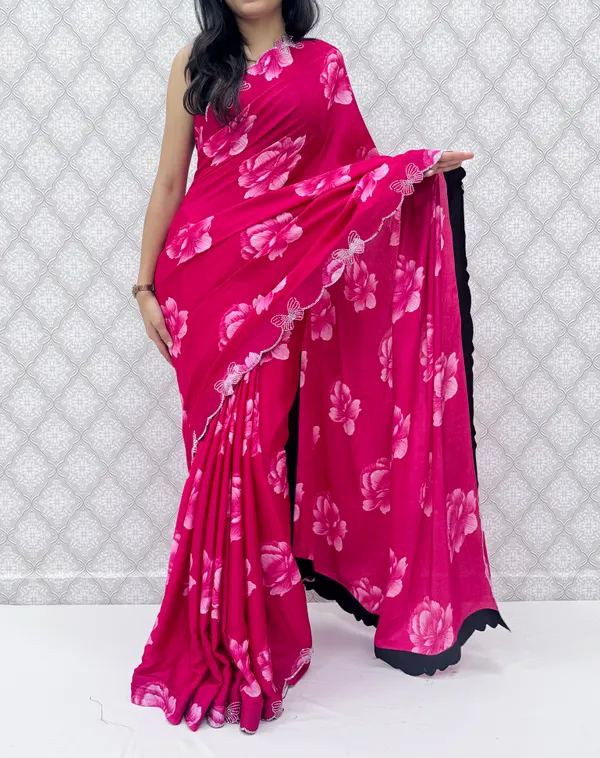 Pink_Chinon_Silk_Elegant_Floral_Prints_Saree_For_Women