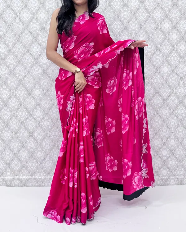 Pink_Chinon_Silk_Elegant_Floral_Prints_Saree_For_Women