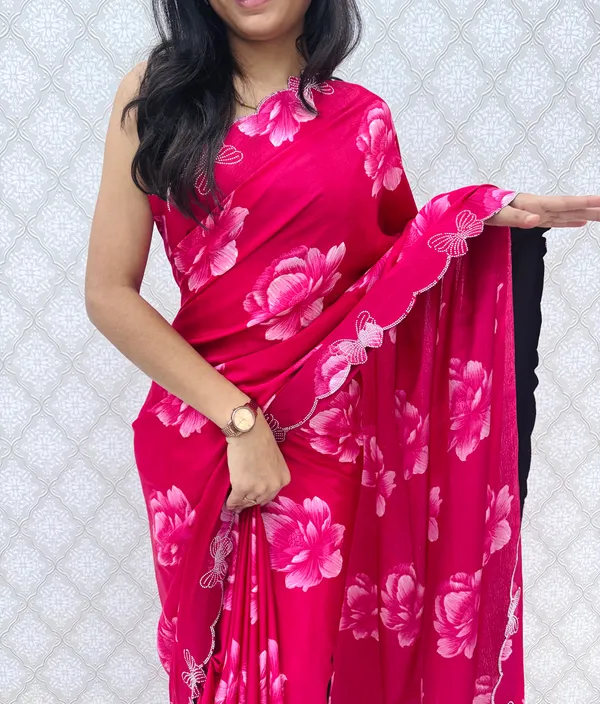 Pink_Chinon_Silk_Elegant_Floral_Prints_Saree_For_Women