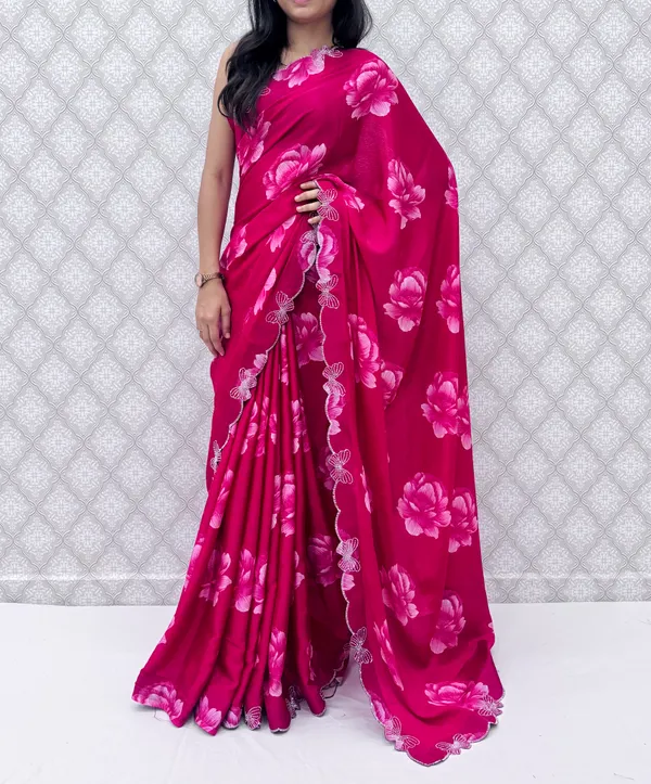 Pink_Chinon_Silk_Elegant_Floral_Prints_Saree_For_Women