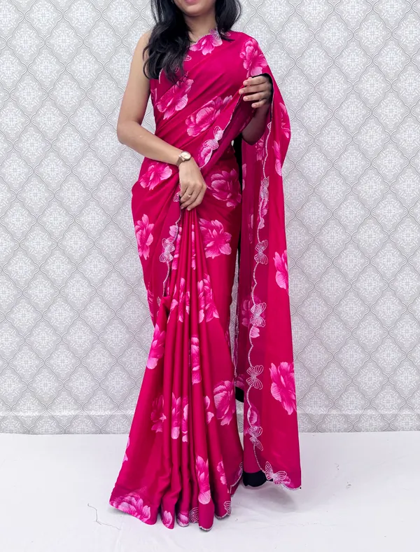 Pink_Chinon_Silk_Elegant_Floral_Prints_Saree_For_Women