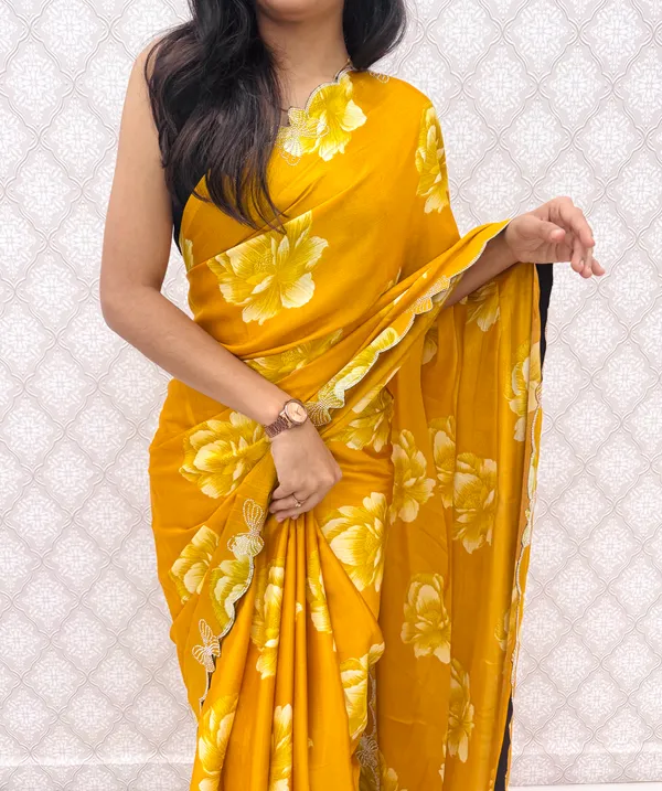 Yellow_Chinon_Silk_Elegant_Floral_Prints_Saree_For_Women