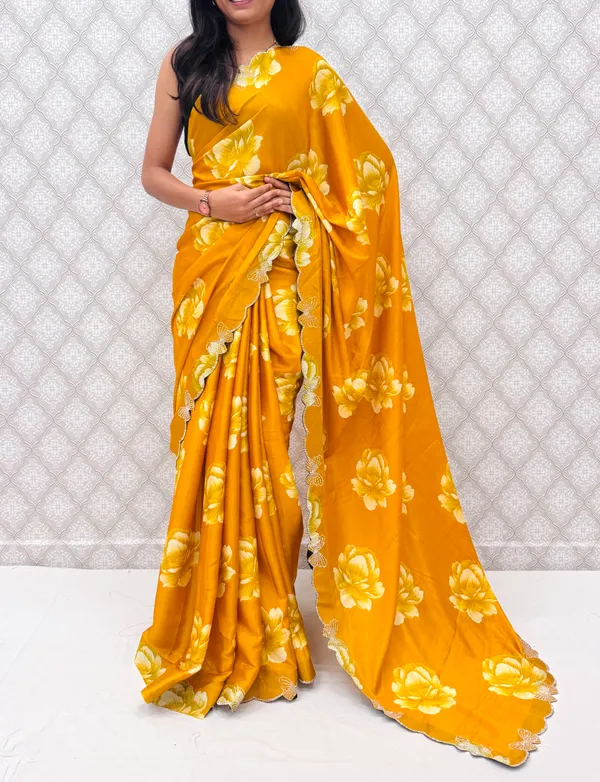 Yellow_Chinon_Silk_Elegant_Floral_Prints_Saree_For_Women
