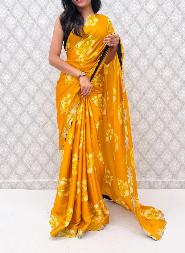 Yellow_Chinon_Silk_Elegant_Floral_Prints_Saree_For_Women