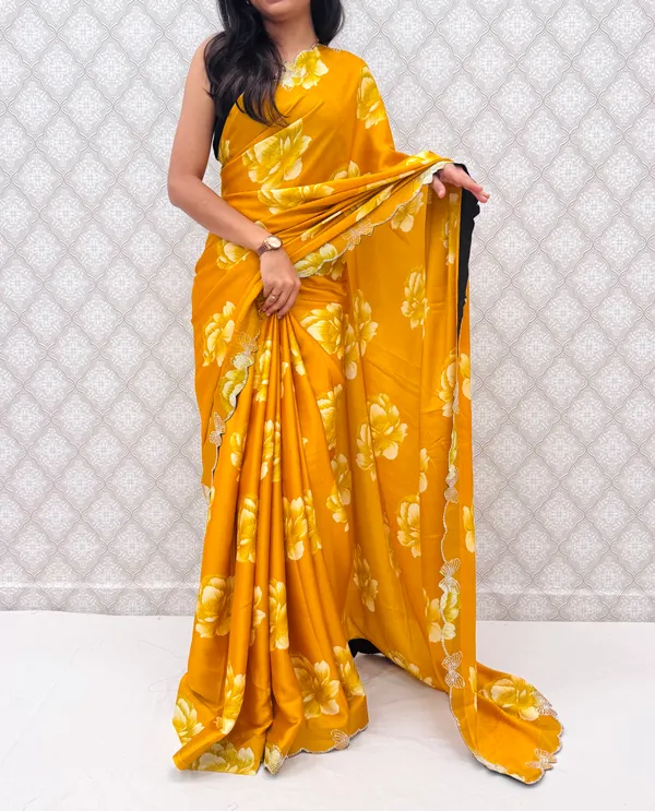 Yellow_Chinon_Silk_Elegant_Floral_Prints_Saree_For_Women