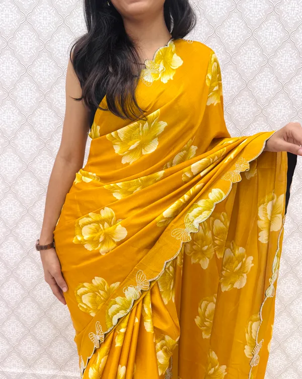 Yellow_Chinon_Silk_Elegant_Floral_Prints_Saree_For_Women