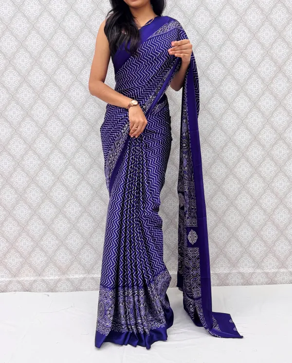 Purple_Satin_Silk_Classic_Chevron_Prints_Saree_For_Women