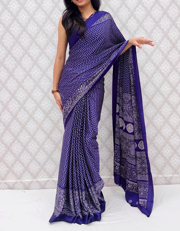 Purple_Satin_Silk_Classic_Chevron_Prints_Saree_For_Women