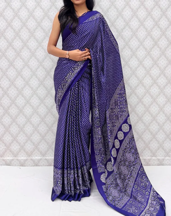 Purple_Satin_Silk_Classic_Chevron_Prints_Saree_For_Women