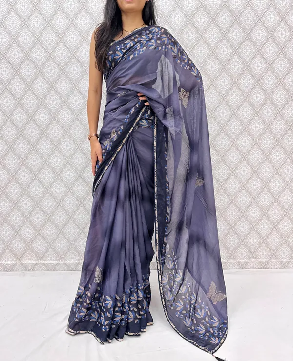 Designer_Floral_Border_Georgette_Sarees_�_Party_Wear_Collection_-_Blue