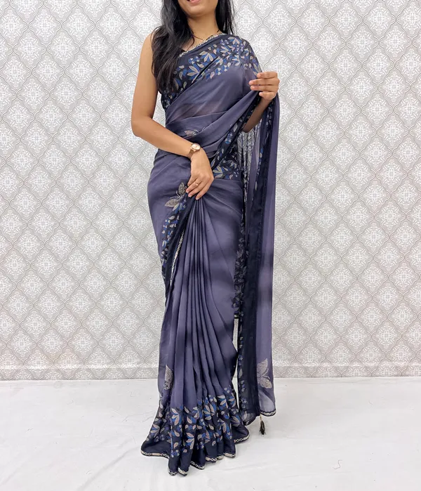 Designer_Floral_Border_Georgette_Sarees_�_Party_Wear_Collection_-_Blue