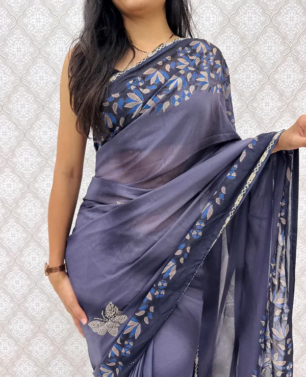 Designer_Floral_Border_Georgette_Sarees_�_Party_Wear_Collection_-_Blue