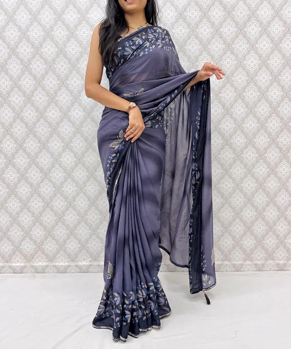 Designer_Floral_Border_Georgette_Sarees_�_Party_Wear_Collection_-_Blue