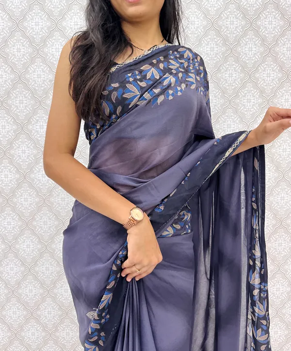 Designer_Floral_Border_Georgette_Sarees_�_Party_Wear_Collection_-_Blue