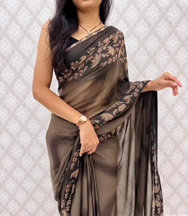 Designer_Floral_Border_Georgette_Sarees_�_Party_Wear_Collection_-_Brown