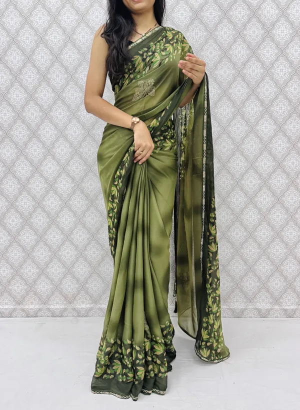 Designer_Floral_Border_Georgette_Sarees_�_Party_Wear_Collection_-_Mahendi
