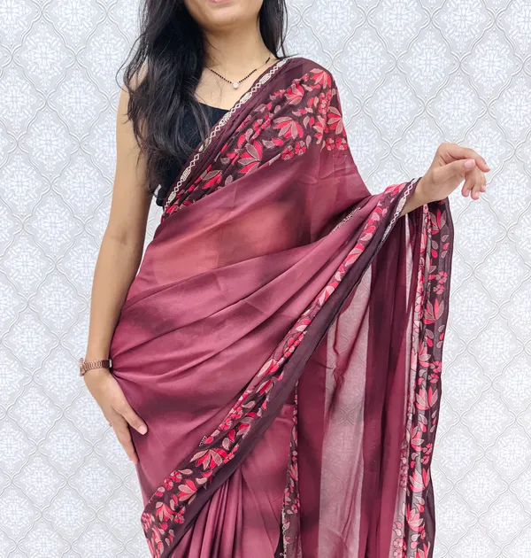 Designer_Floral_Border_Georgette_Sarees_�_Party_Wear_Collection_-_Wine