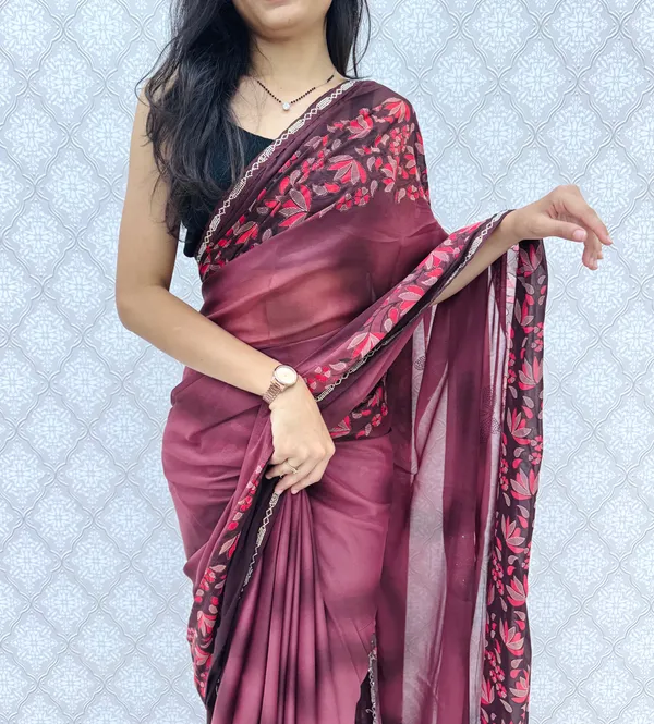 Designer_Floral_Border_Georgette_Sarees_�_Party_Wear_Collection_-_Wine