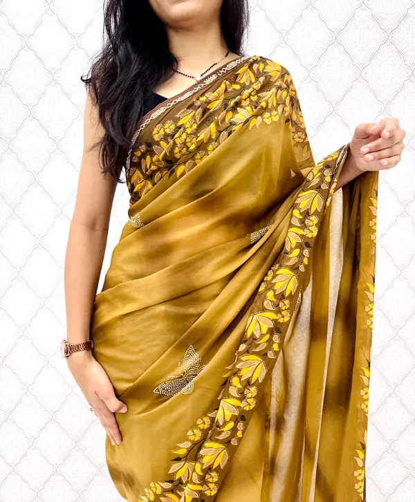 Designer_Floral_Border_Georgette_Sarees_�_Party_Wear_Collection_-_Yellow