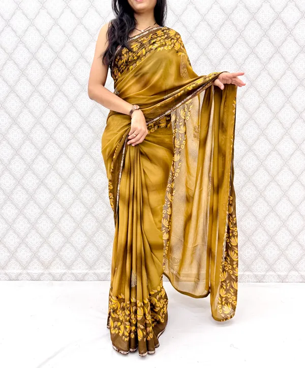 Designer_Floral_Border_Georgette_Sarees_�_Party_Wear_Collection_-_Yellow