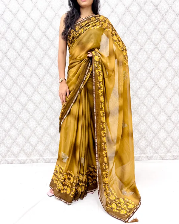Designer_Floral_Border_Georgette_Sarees_�_Party_Wear_Collection_-_Yellow