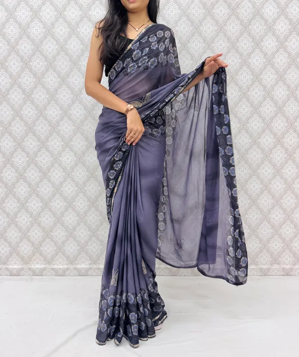 Designer_Floral_Border_Georgette_Sarees_�_Party_Wear_Collection_-_Blue