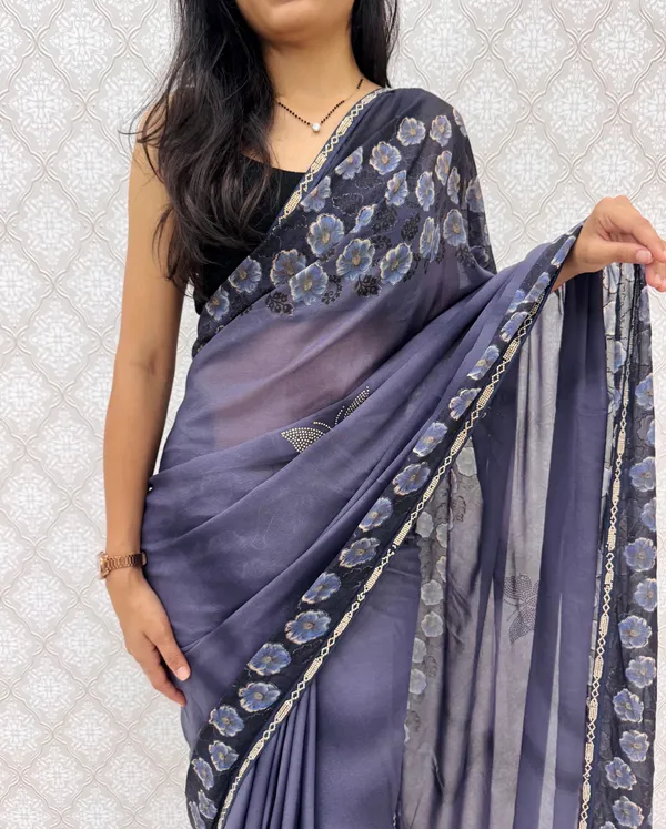 Designer_Floral_Border_Georgette_Sarees_�_Party_Wear_Collection_-_Blue