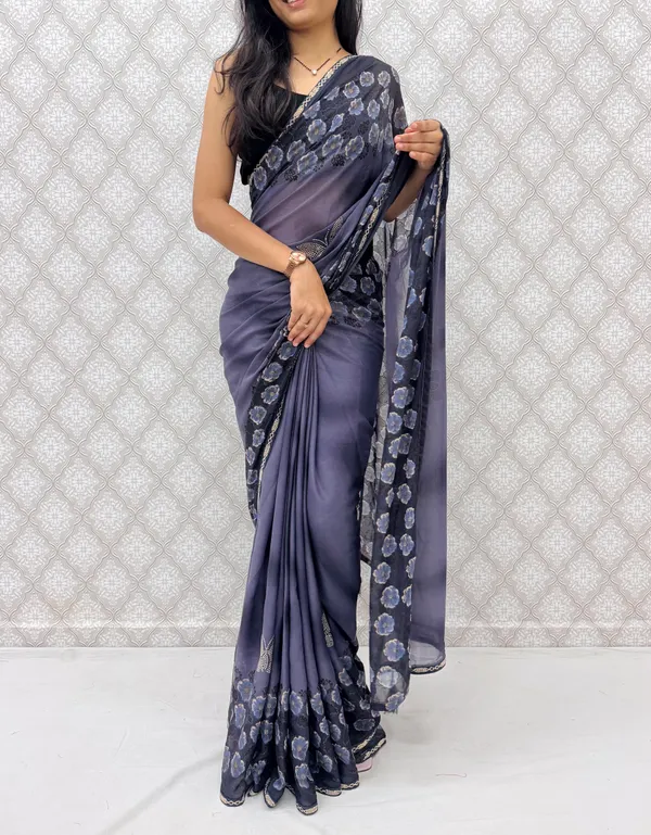 Designer_Floral_Border_Georgette_Sarees_�_Party_Wear_Collection_-_Blue
