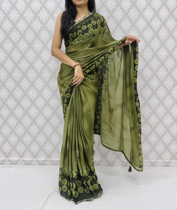 Designer_Floral_Border_Georgette_Sarees_�_Party_Wear_Collection_-_Mahendi