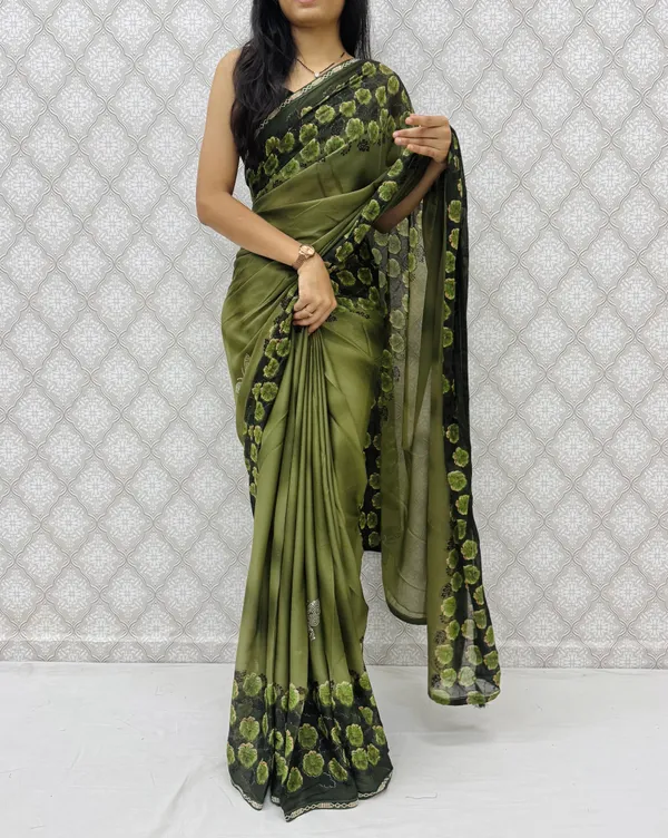 Designer_Floral_Border_Georgette_Sarees_�_Party_Wear_Collection_-_Mahendi