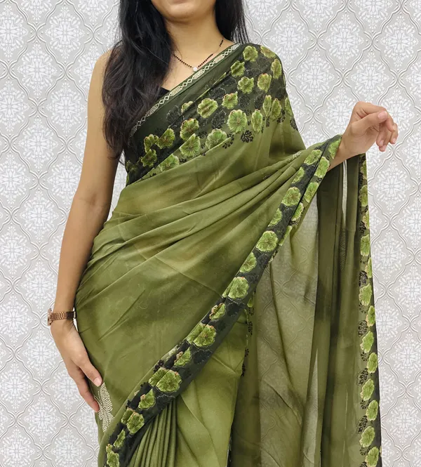 Designer_Floral_Border_Georgette_Sarees_�_Party_Wear_Collection_-_Mahendi