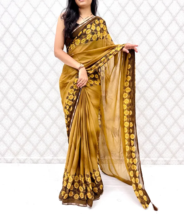 Designer_Floral_Border_Georgette_Sarees_�_Party_Wear_Collection_-_Yellow