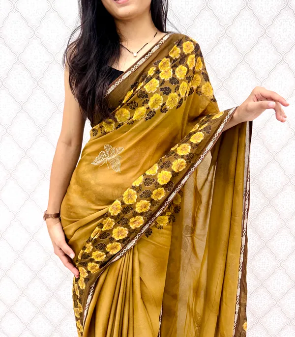 Designer_Floral_Border_Georgette_Sarees_�_Party_Wear_Collection_-_Yellow
