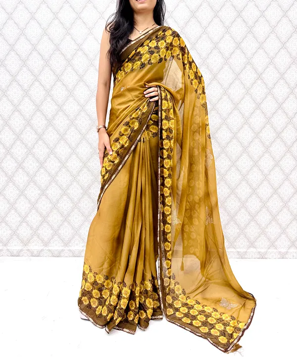 Designer_Floral_Border_Georgette_Sarees_�_Party_Wear_Collection_-_Yellow