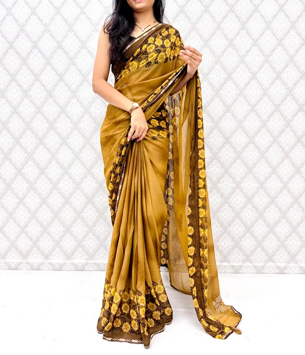 Designer_Floral_Border_Georgette_Sarees_�_Party_Wear_Collection_-_Yellow