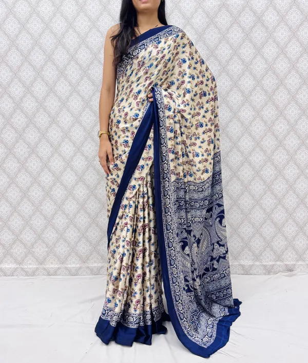 ??_Premium_Floral_Print_Satin_Silk_Saree_for_Women_|_Soft_Smooth_Fabric_|_Contrast_Border_|_Party_Wear_|_Daily_Wear_Saree_??