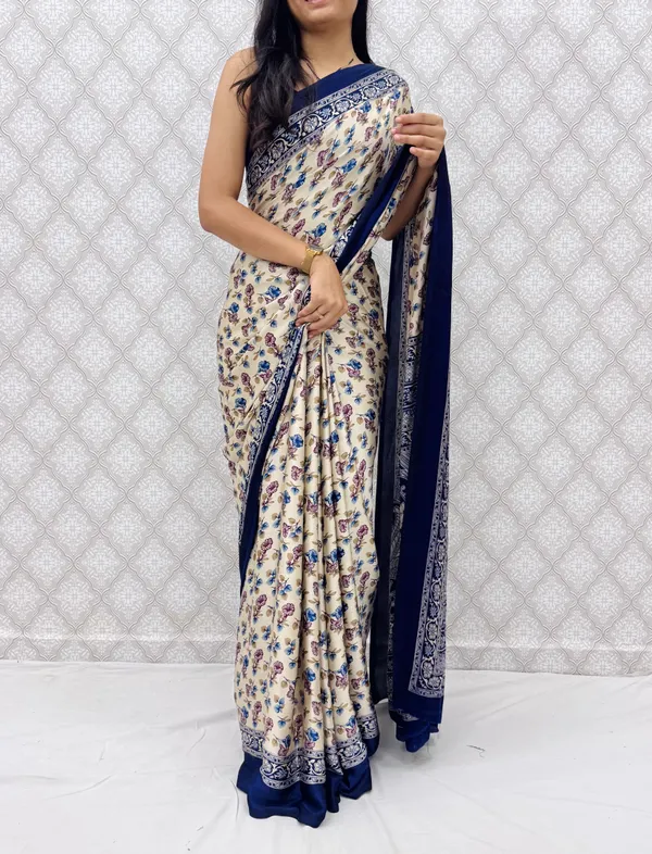 ??_Premium_Floral_Print_Satin_Silk_Saree_for_Women_|_Soft_Smooth_Fabric_|_Contrast_Border_|_Party_Wear_|_Daily_Wear_Saree_??