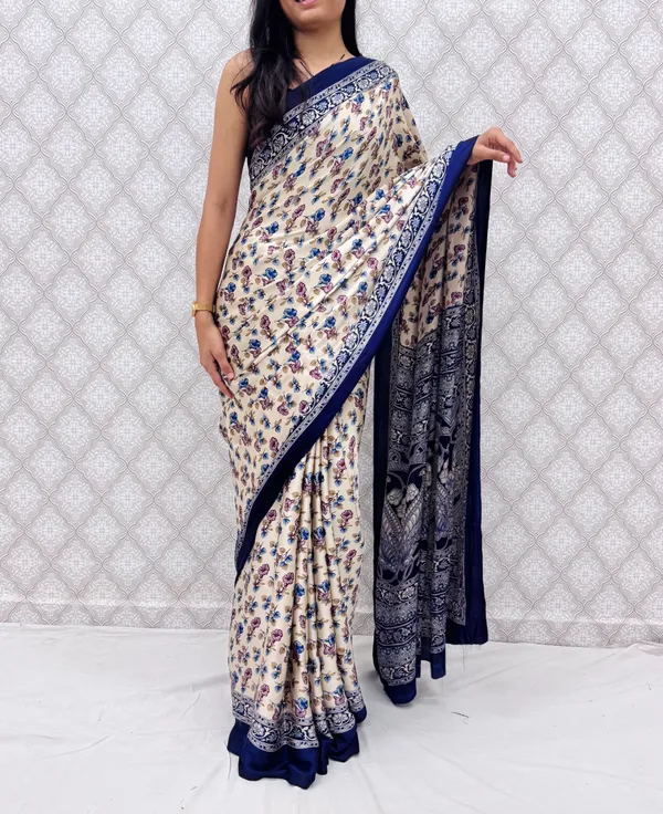 ??_Premium_Floral_Print_Satin_Silk_Saree_for_Women_|_Soft_Smooth_Fabric_|_Contrast_Border_|_Party_Wear_|_Daily_Wear_Saree_??