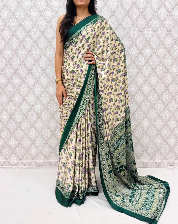 ??_Premium_Floral_Print_Satin_Silk_Saree_for_Women_|_Soft_Smooth_Fabric_|_Contrast_Border_|_Party_Wear_|_Daily_Wear_Saree_??