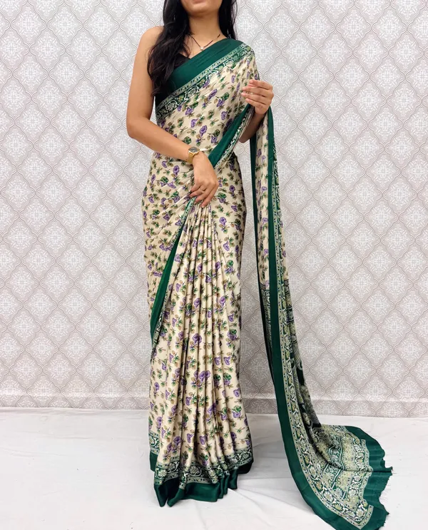 ??_Premium_Floral_Print_Satin_Silk_Saree_for_Women_|_Soft_Smooth_Fabric_|_Contrast_Border_|_Party_Wear_|_Daily_Wear_Saree_??