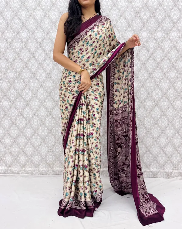 ??_Premium_Floral_Print_Satin_Silk_Saree_for_Women_|_Soft_Smooth_Fabric_|_Contrast_Border_|_Party_Wear_|_Daily_Wear_Saree_??