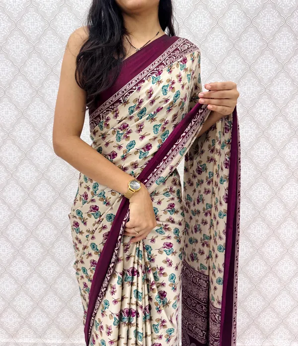 ??_Premium_Floral_Print_Satin_Silk_Saree_for_Women_|_Soft_Smooth_Fabric_|_Contrast_Border_|_Party_Wear_|_Daily_Wear_Saree_??