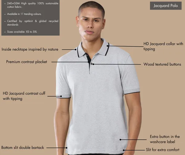 Heather_Grey_Premium_Recycled_Cotton_Jacquard_Polo_T-Shirt_For_Men