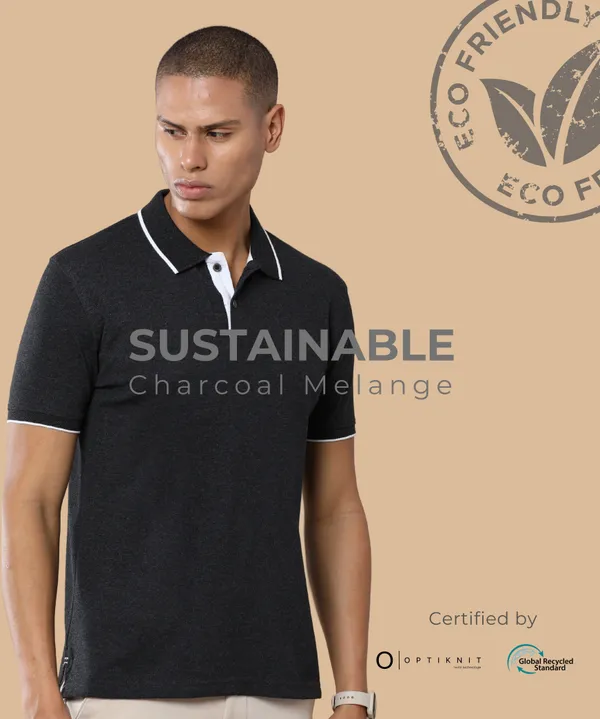 CharcoaMel_Premium_Recycled_Cotton_Jacquard_Polo_T-Shirt_For_Men