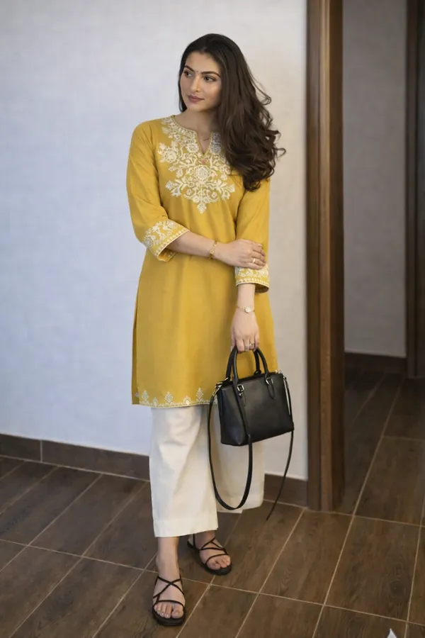Yellow_Cotton_Kurta_Palazzo_Set_For_Women