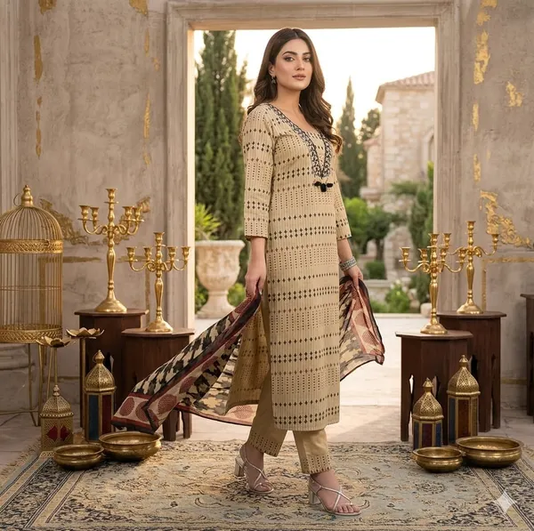 Elegant_Beige_Printed_Lawn_Suit_with_Statement_Dupatta