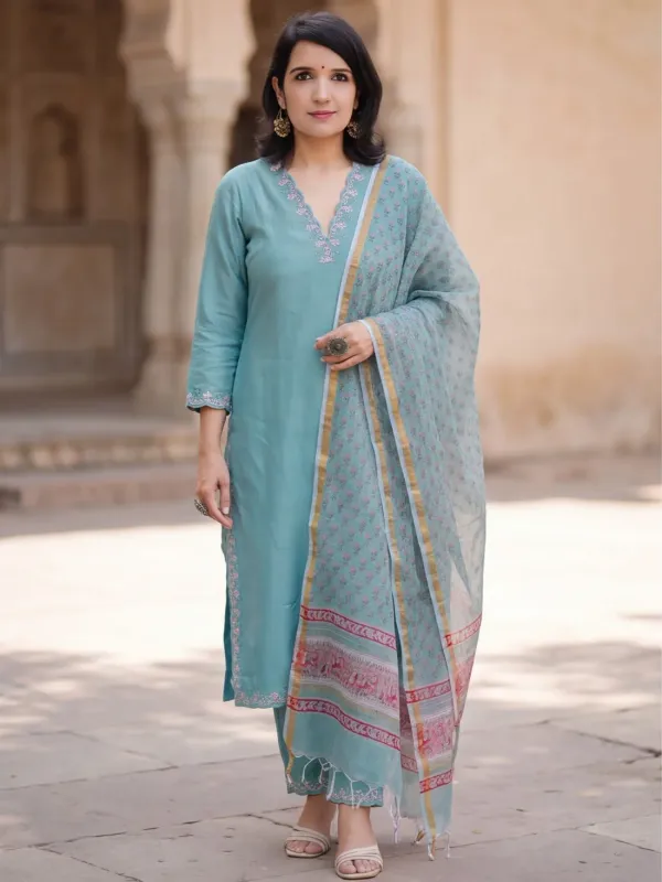 Elegant_Sky_Blue_Designer_Kurta_Palazzo_Dupatta_Set