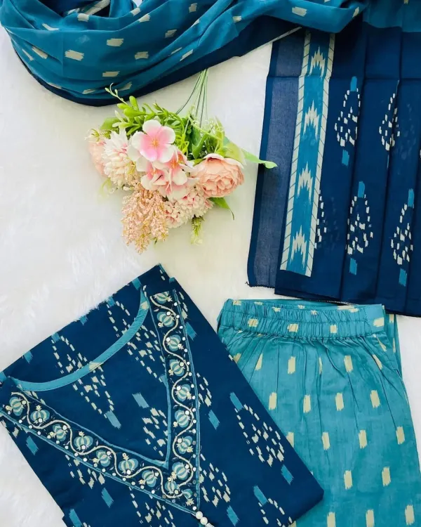 Blue_Cotton_Kurta_Set_For_Women