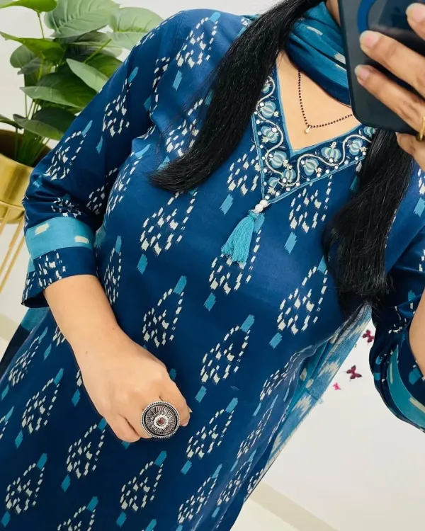 Blue_Cotton_Kurta_Set_For_Women