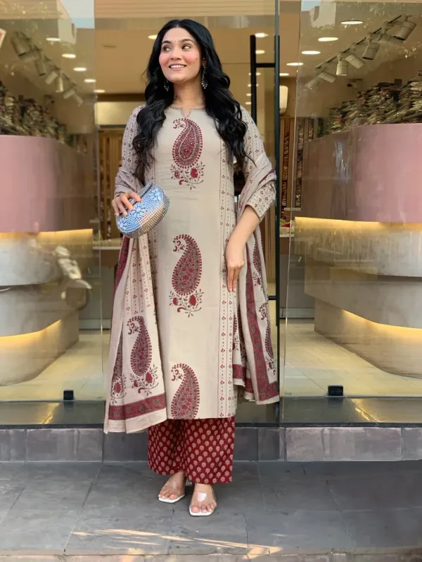 Maroon_Paisley_Printed_Kurta_Pant_Dupatta_Set_For_Women